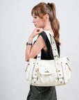 Utility-Inspired Multi-Pocket PU Tote Bag