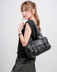 Vintage Multi-Pocket PU Bowling Shoulder Bag