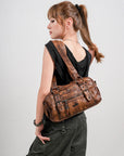 Vintage Multi-Pocket PU Bowling Shoulder Bag
