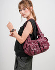 Vintage Studded Multi-Pocket PU Shoulder Bag