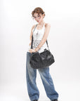 Large-Capacity Multi-Pocket Convertible Satchel Shoulder/Crossbody Bag