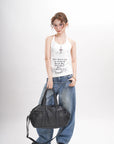 Large-Capacity Multi-Pocket Convertible Satchel Shoulder/Crossbody Bag