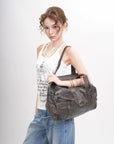 Large-Capacity Multi-Pocket Convertible Satchel Shoulder/Crossbody Bag