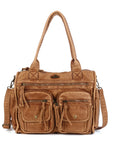 Vintage Utility Multi-Pocket Shoulder Tote Bag