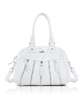 Vintage Vertical-Zip Multi-Pocket Shoulder Bag