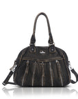 Vintage Vertical-Zip Multi-Pocket Shoulder Bag