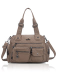 Moto Multi-Zip Shoulder Bag with Wide Handles