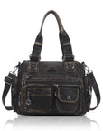 Moto Multi-Zip Shoulder Bag with Wide Handles