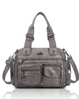 Moto Multi-Zip Shoulder Bag with Wide Handles