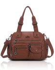 Moto Multi-Zip Shoulder Bag with Wide Handles
