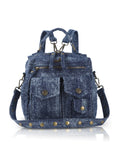 Convertible Denim Twin-Pocket Backpack