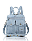 Convertible Denim Twin-Pocket Backpack