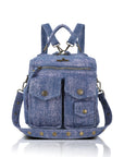 Convertible Denim Twin-Pocket Backpack