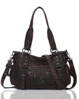 Studded Utility Multi-Pocket Horizontal Tote Shoulder Bag