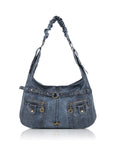 Large Studded Utility Hobo Shoulder Bag