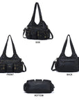 Retro Utility Multi-Pocket PU Leather Crossbody Bag