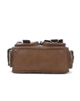 Washed-Effect Convertible Multi-Pocket Shoulder Bag