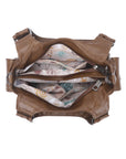 Washed-Effect Convertible Multi-Pocket Shoulder Bag