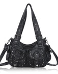 Vintage Studded Multi-Pocket PU Shoulder Bag