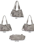 Studded Utility Multi-Pocket Horizontal Tote Shoulder Bag