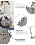 Studded Utility Multi-Pocket Horizontal Tote Shoulder Bag