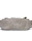 Studded Utility Multi-Pocket Horizontal Tote Shoulder Bag