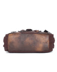 Curved-Panel Studded Buckle Shoulder Tote Bag