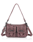 Multi-Pocket Denim Baguette Shoulder Bag