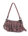 Multi-Pocket Denim Baguette Shoulder Bag