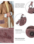 Multi-Pocket Denim Baguette Shoulder Bag