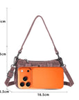Multi-Pocket Denim Baguette Shoulder Bag