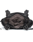 Curved-Panel Multi-Pocket Satchel Shoulder Bag