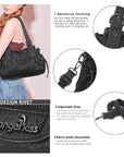 Curved-Panel Multi-Pocket Satchel Shoulder Bag