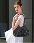 Moto Multi-Pocket Shoulder Bag with Leopard-Print Panels