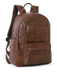 Washed-Look PU Multi-Pocket School Backpack