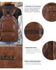Washed-Look PU Multi-Pocket School Backpack