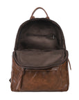 Washed-Look PU Multi-Pocket School Backpack