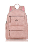 Washed-Look PU Multi-Pocket School Backpack
