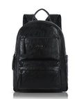 Washed-Look PU Multi-Pocket School Backpack