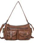 Leopard-Print Multi-Pocket Baguette Shoulder Bag