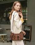 Leopard-Print Multi-Pocket Baguette Shoulder Bag