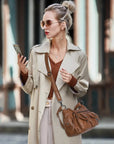 Leopard-Print Multi-Pocket Baguette Shoulder Bag