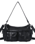 Leopard-Print Multi-Pocket Baguette Shoulder Bag