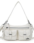 Leopard-Print Multi-Pocket Baguette Shoulder Bag
