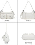 Leopard-Print Multi-Pocket Baguette Shoulder Bag
