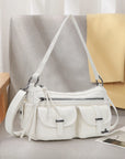 Leopard-Print Multi-Pocket Baguette Shoulder Bag