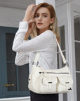 Leopard-Print Multi-Pocket Baguette Shoulder Bag