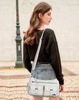 Leopard-Print Multi-Pocket Baguette Shoulder Bag