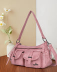 Leopard-Print Multi-Pocket Baguette Shoulder Bag