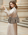 Leopard-Print Multi-Pocket Baguette Shoulder Bag